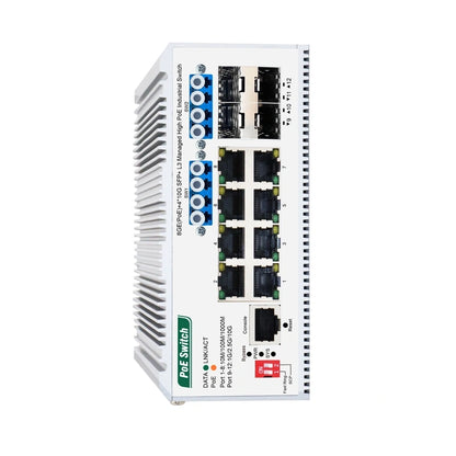 8GE(POE)+4*10G SFP+L3 managed high-power PoE industrial switch