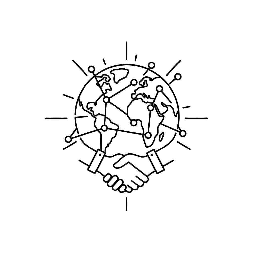 Globe with network nodes icon